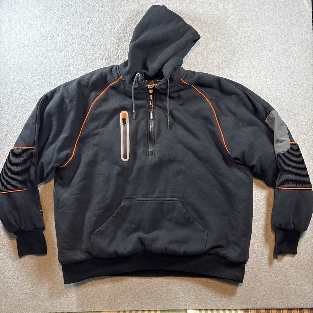 RefrigiWear Quarter-Zip Hoodie 8440R Black Orange Workwear Jacket Mens 2XL